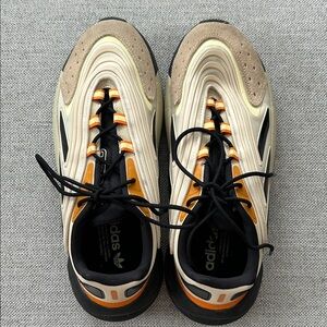 Adidas Men's Cream and Orange Sneakers